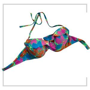 aerie Swim Blakely Ruffle Underwire Bikini Top, Floral Print Sz 38DD NWOT